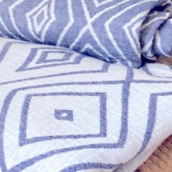 Free Form Diamonds Wrap Scarf Versatile Textile Blue Jacquard Loom Hand Crafted - Picture 11 of 11